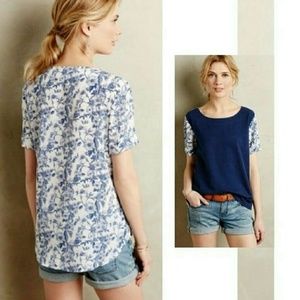 ⭐Anthropologie Porridge Willow Blue Floral Top⭐️